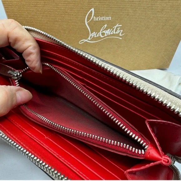 Christian Louboutin Blush zip around Studded Wallet